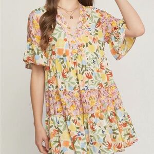 Entro USA Floral Mixed Ruffle Dress size 1X